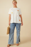 HY7311 OFF WHITE Womens Multi Floral Patched Knit Tee Side