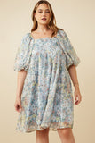 Floral Organza Puff Sleeve Dress