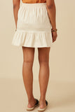 HY7349 IVORY Womens Cotton Poplin Asymmetric Ruffle Skirt Side