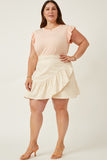 HY7349W IVORY Plus Cotton Poplin Asymmetric Ruffle Skirt Side