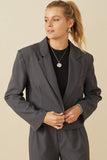 HY7379W Charcoal Plus One Button Cropped Blazer Gif