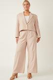 HY7379W Pink Womens One Button Cropped Blazer Full Body