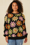 Retro Daisy Knit Pullover Sweater Side