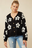 Womens Distressed Floral Patterned Cardigan