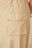 HY7498W Beige Plus Button Down Cargo Pocket Midi Skirt Gif