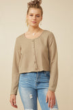 Lightweight Knit Button Detail Scoop Neck Top