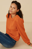 Ribbed Knit Banded Detail Mock Neck Top