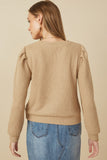 HY7527W Rust Plus Ribbed Knit Banded Detail Mock Neck Top Full Body