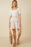HY7576 Ivory Womens Floral Tiered Foiled Skirt Back