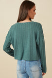 HY7602 Mocha Womens Cable Knit Banded Knit Top Detail