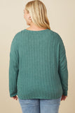 HY7602W Mocha Plus Cable Knit Banded Knit Top Gif