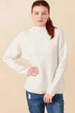 Speckled Mock Neck Drop Shoulder Sweater