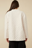 HY7678 Ivory Womens Quilt Textured Open Padded Cardigan Detail