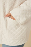 HY7678W Ivory Plus Quilt Textured Open Padded Cardigan Gif