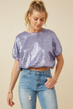 Womens Sequined Short Sleeve Dolman Top