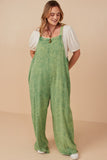 HY7714W Olive Plus Washed Straight Leg Overall Full Body