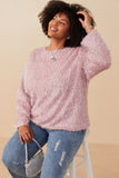 HY7739W Pink Plus Fringe Detail Spangle Long Sleeve Top Pose