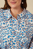 HY7740W Blue Plus Bright Leopard Print Button Up Shirt Gif