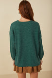 HY7813W Green Plus Handknit Pop Up Christmas Tree Marled Ribbed Knit Top Back