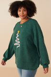 Handknit Pop Up Christmas Tree Marled Ribbed Knit Top