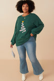 Handknit Pop Up Christmas Tree Marled Ribbed Knit Top