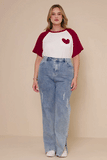 HY7958W Red Plus Heart Patch Pocket Raglan French Terry Knit T Shirt Gif