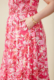 HY7988W Pink Plus Tropical Floral Smocked Ruffled Tank Dress Gif