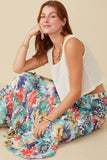 HY8035 Blue Mix Womens Vivid Floral Tiered Chiffon Maxi Skirt Pose