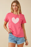 HY8046 Womens Heart Patch Contrast Band T Shirt Front