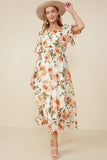 Romantic Floral Smocked Waist Square Neck Dress