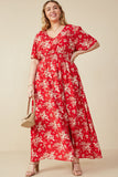 Floral Smocked Waist Flutter Sleeve Dress