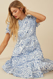 Eyelet Lace Scallop Sleeve Midi Dress