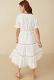 HY8105 Off White Womens Floral Embrroidered Crochet Lace Detailed Dress Detail