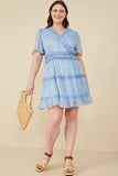 HY8134 Womens Ruffle Detailed Surplice Organza Dress Side