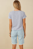 HY8209 Womens Rib Knit Marled Henley Back