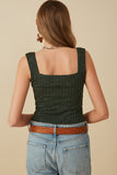 HY8210W Charcoal Plus Notch Detail Rib Knit Fitted Tank Gif