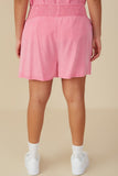 HY8211W Pink Plus Garment Dyed Smock Detail Shorts Gif