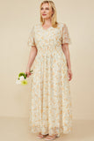 Foiled Mesh Antique Floral Smocked Dress