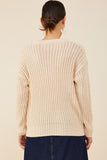 HY8339 Ivory Womens Low Gauge Sweater with Sequin Bow Patch Side