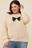 Low Gauge Sweater with Sequin Bow Patch