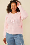 Low Gauge Bow Detail Pullover Sweater