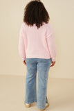 HY8340W Pink Plus Low Gauge Bow Detail Pullover Sweater Full Body