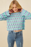 Jewel Detailed Scale Knit Pullover Sweater