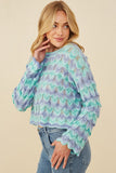 HY8341 Lavender Womens Jewel Detailed Scale Knit Pullover Sweater Full Body