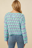 HY8341 Lavender Womens Jewel Detailed Scale Knit Pullover Sweater Side