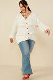 HY8343 Cream Womens Lace Frilled Buttoned Sweater Cardigan Side