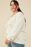 HY8343W Cream Plus Lace Frilled Buttoned Sweater Cardigan Gif