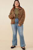 HY8349 Brown Mix Womens Multicolor Yarn Collared Button Sweater Cardigan Back