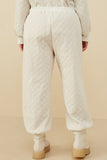 HY8369W Ivory Plus Quilted Elastic Waist Knit Pants Gif