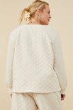 HY8370W Ivory Plus Quilted Knit Pullover Sweatshirt Full Body